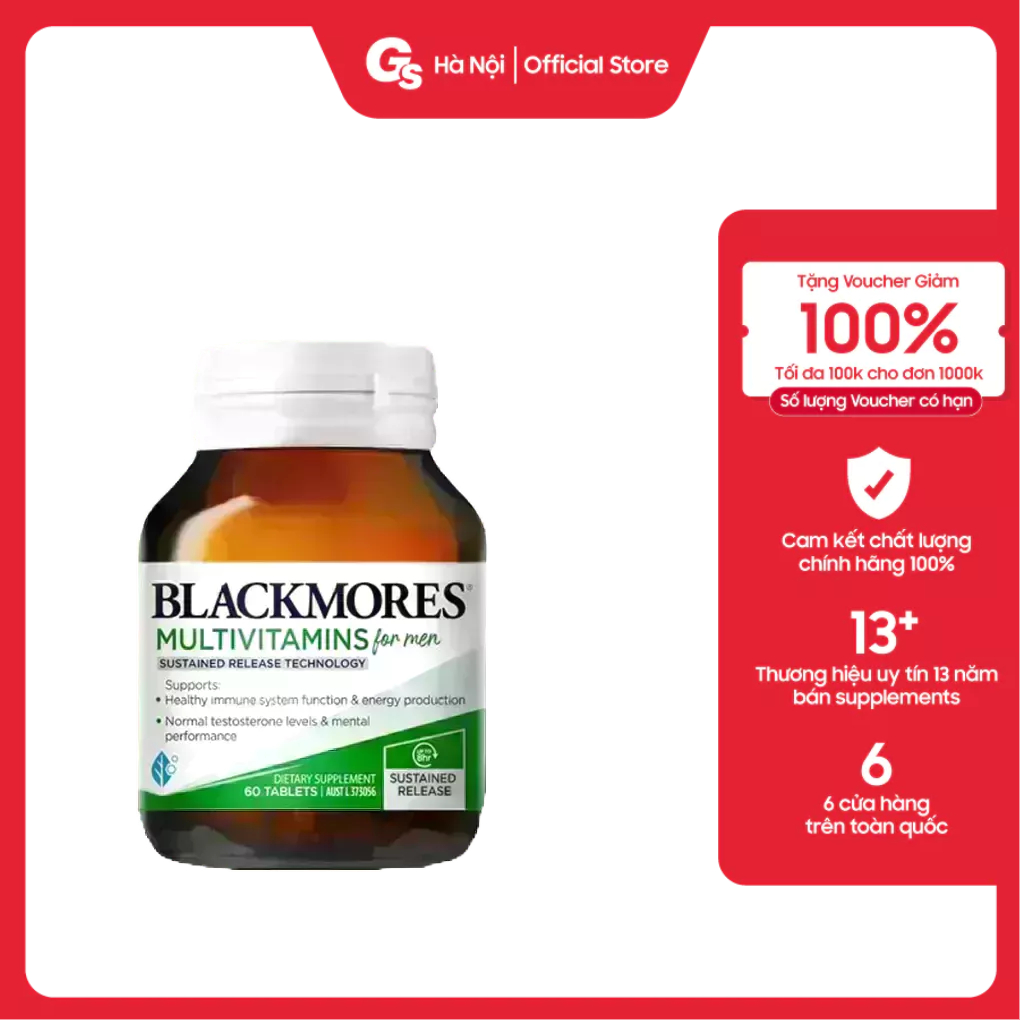 Viên uống Blackmores Multivitamins For Men nhập khẩu Úc - Gymstore, vitamin tổng hợp toàn diện cho nam