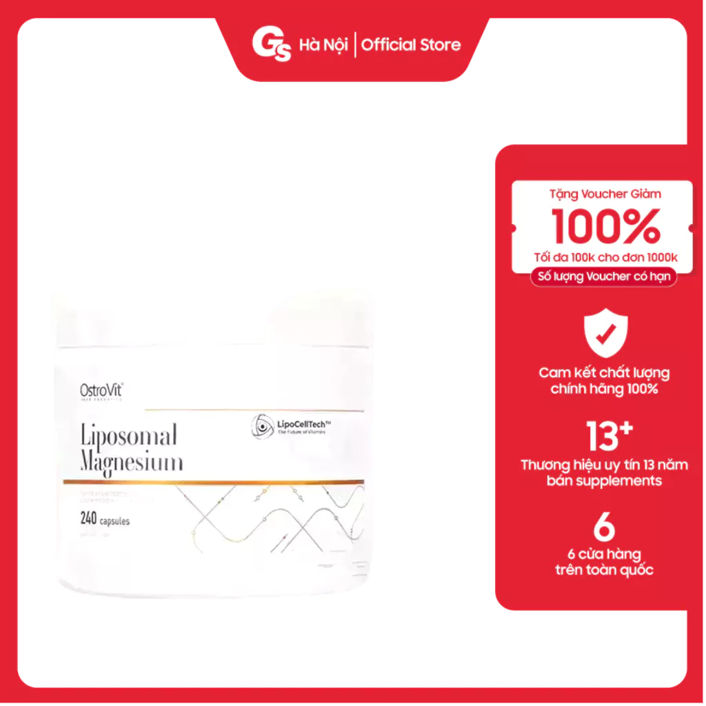 Viên uống Magiê Ostrovit Liposomal Magnesium 240 Capsules (60 Servings) nhập khẩu Ba Lan - Gymstore xây dựng cơ bắp,