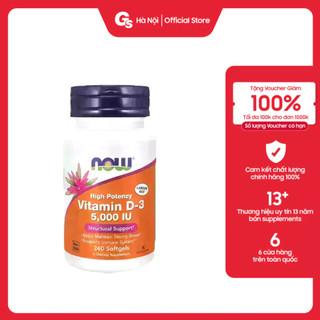 Viên uống Now Vitamin D3 5000 IU nhập khẩu Mỹ phân phối chính hãng Gymstore