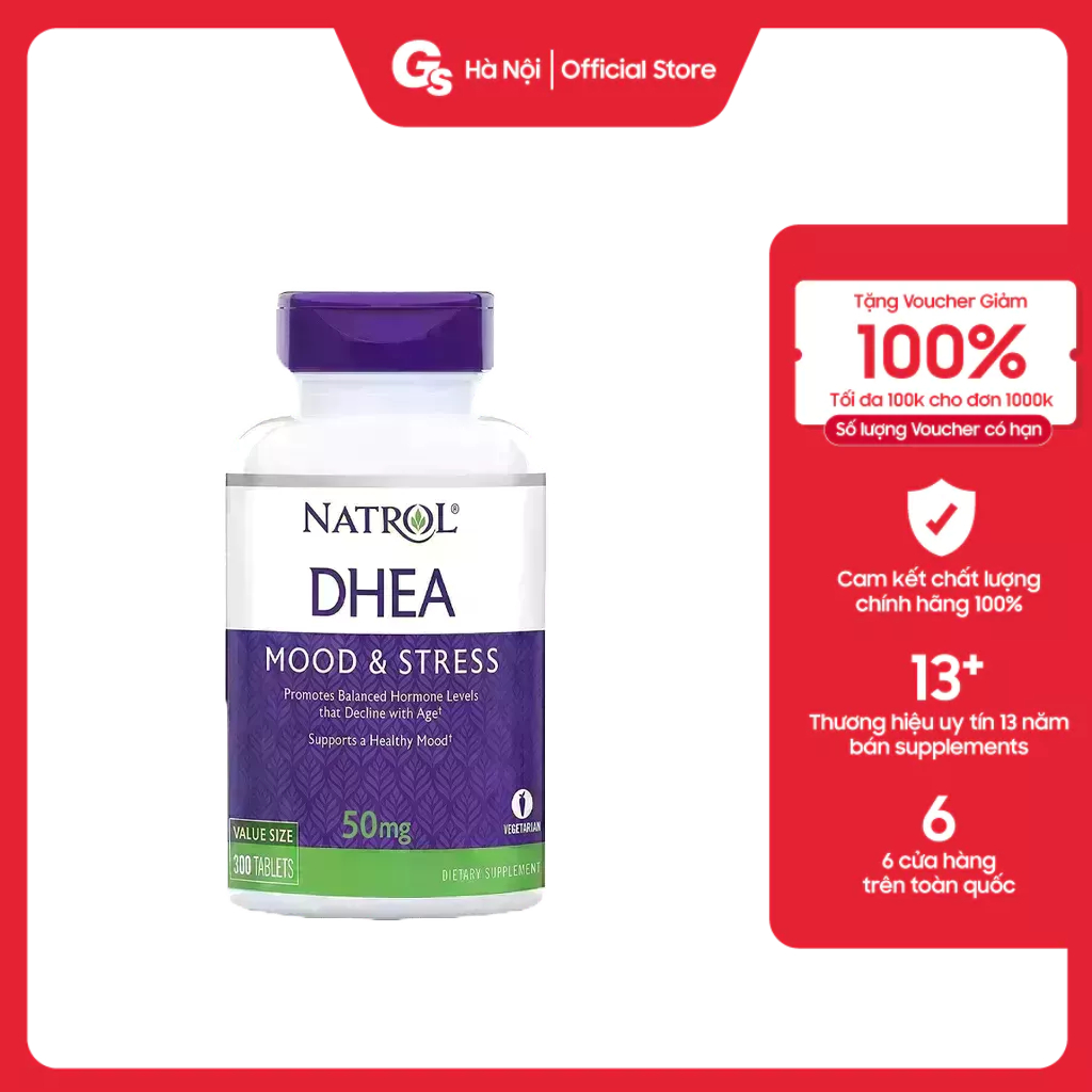 Tăng sinh lý tự nhiên Natrol DHEA 50mg, 60 Tablets