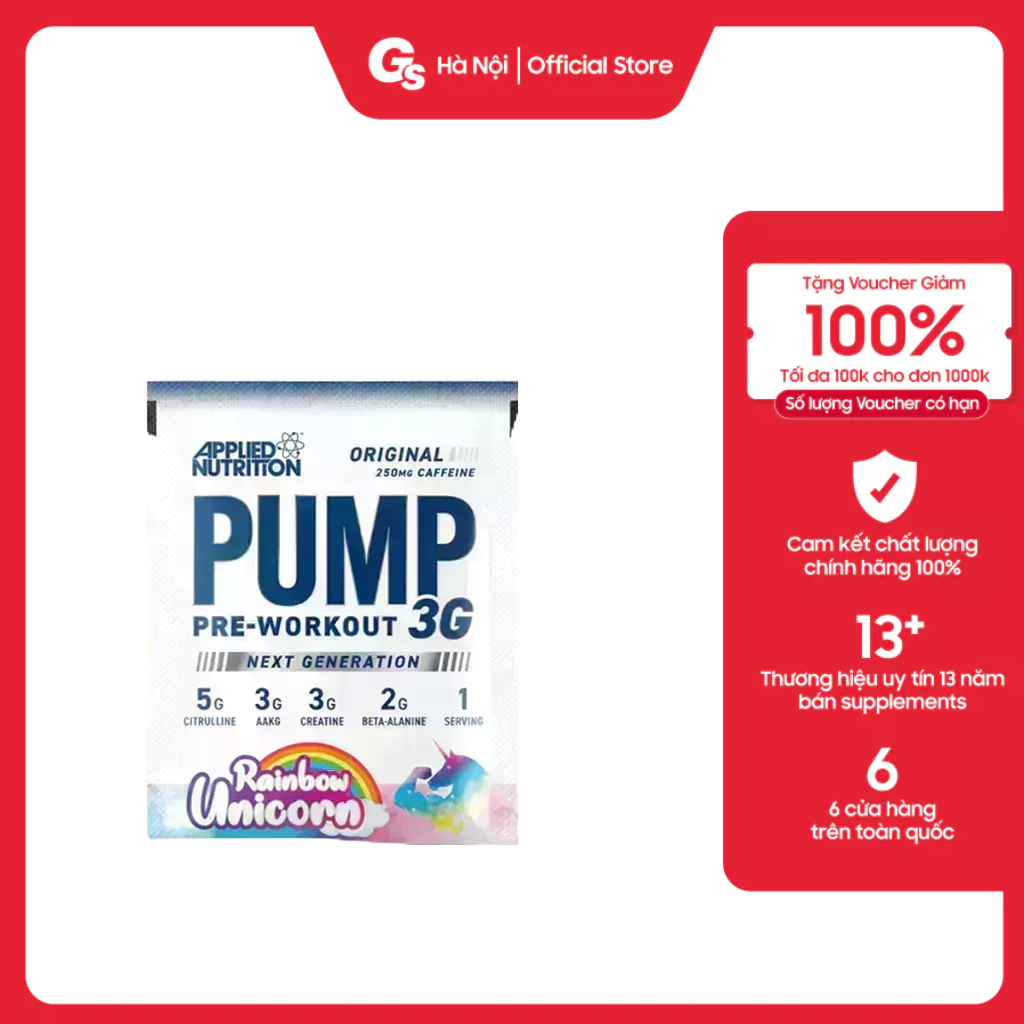 Gói 1 lần dùng Applied PUMP 3G Original Pre-Workout (1 Serving/1 Sample) nhập khẩu Anh - Gymstore