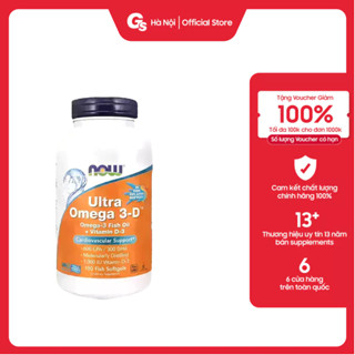 Viên uống dầu cá Now Ultra Omega 3-D, 600 EPA / 300 DHA Fish Oil + Vitamin D-3 nhập Mỹ - Gymstore