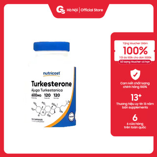 Viên uống Nutricost Turkesterone - Ajuga Turkestanica, 600 mg - 120 Capsules nhập khẩu Mỹ - Gymstore