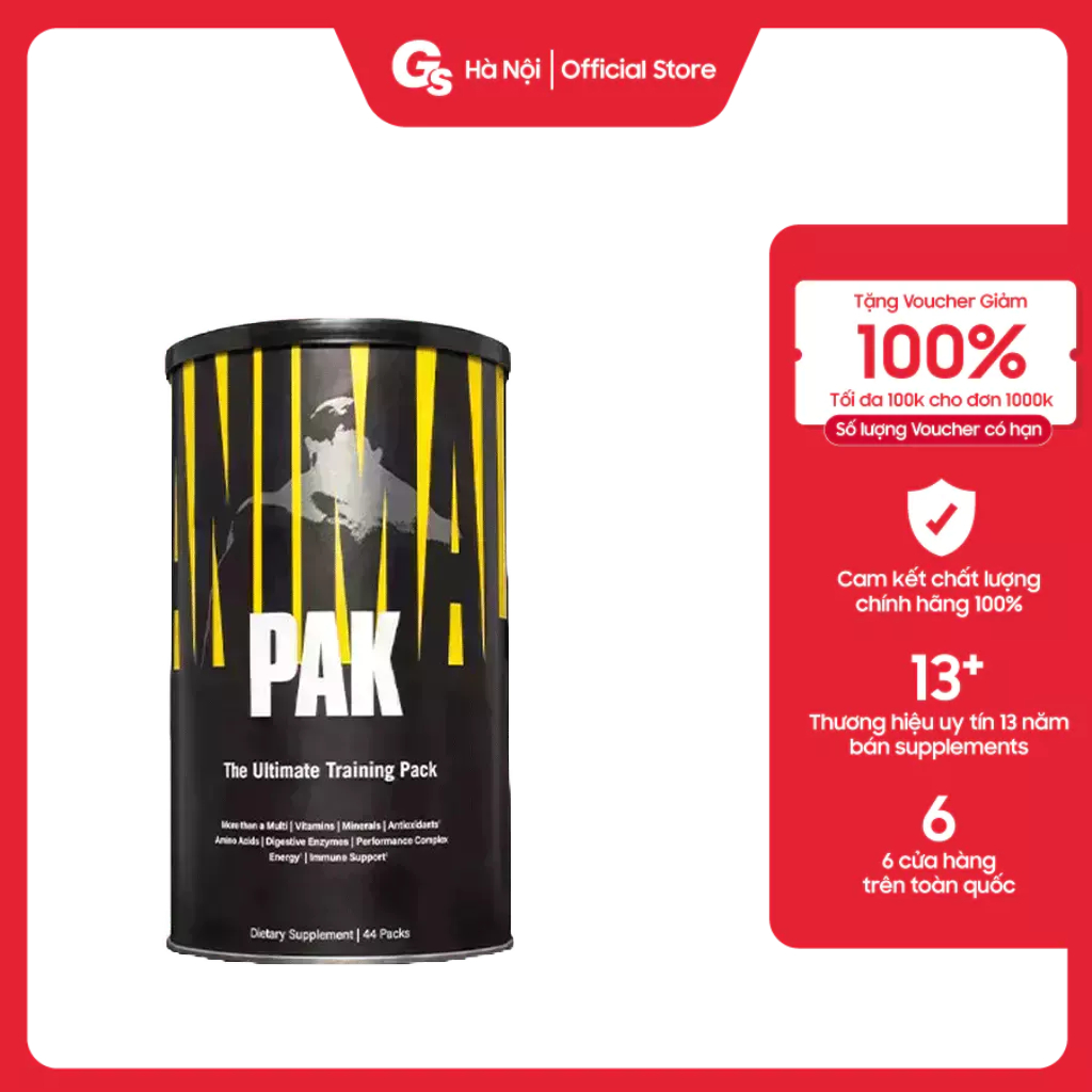 Vitamin tổng hợp cho nam Universal Nutrition Animal Pak, (44 Packs) nhập khẩu Mỹ - Gymstore hỗ trợ sức khỏe toàn diện