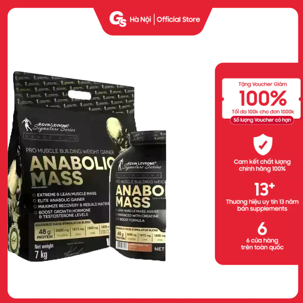 Sữa tăng cân nạc siêu cấp Kevin Levrone Anabolic Mass 7.0 Kg (58 Servings) nhập Ba Lan - Gymstore