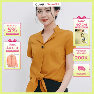 Áo kiểu cổ tàu dựng, buộc vạt tay cộc LAMER L61B24H002