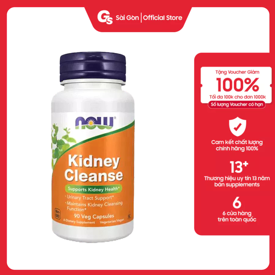 Viên uống Now Kidney Cleanse (90 viên) - Hỗ trợ tiết niệu đào thải độc tố nhập khẩu Mỹ - Gymstore