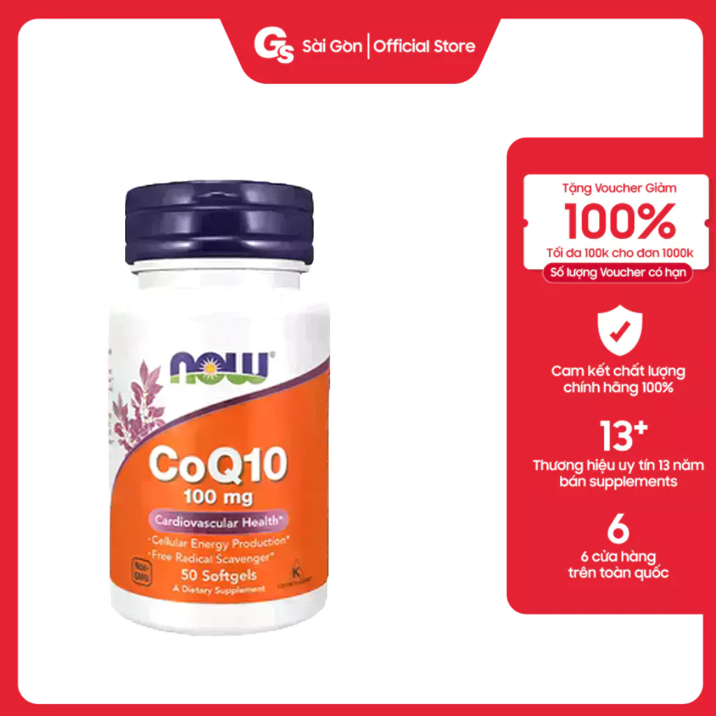 Viên uống Now CoQ10, Coenzyme Q10 (100 mg) nhập khẩu Mỹ - Gymstore