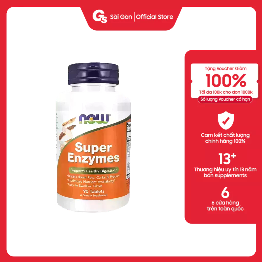 Viên uống Now Super Enzym - Hỗ trợ tiêu hóa, hấp thụ tốt hơn nhập khẩu Mỹ - Gymstore