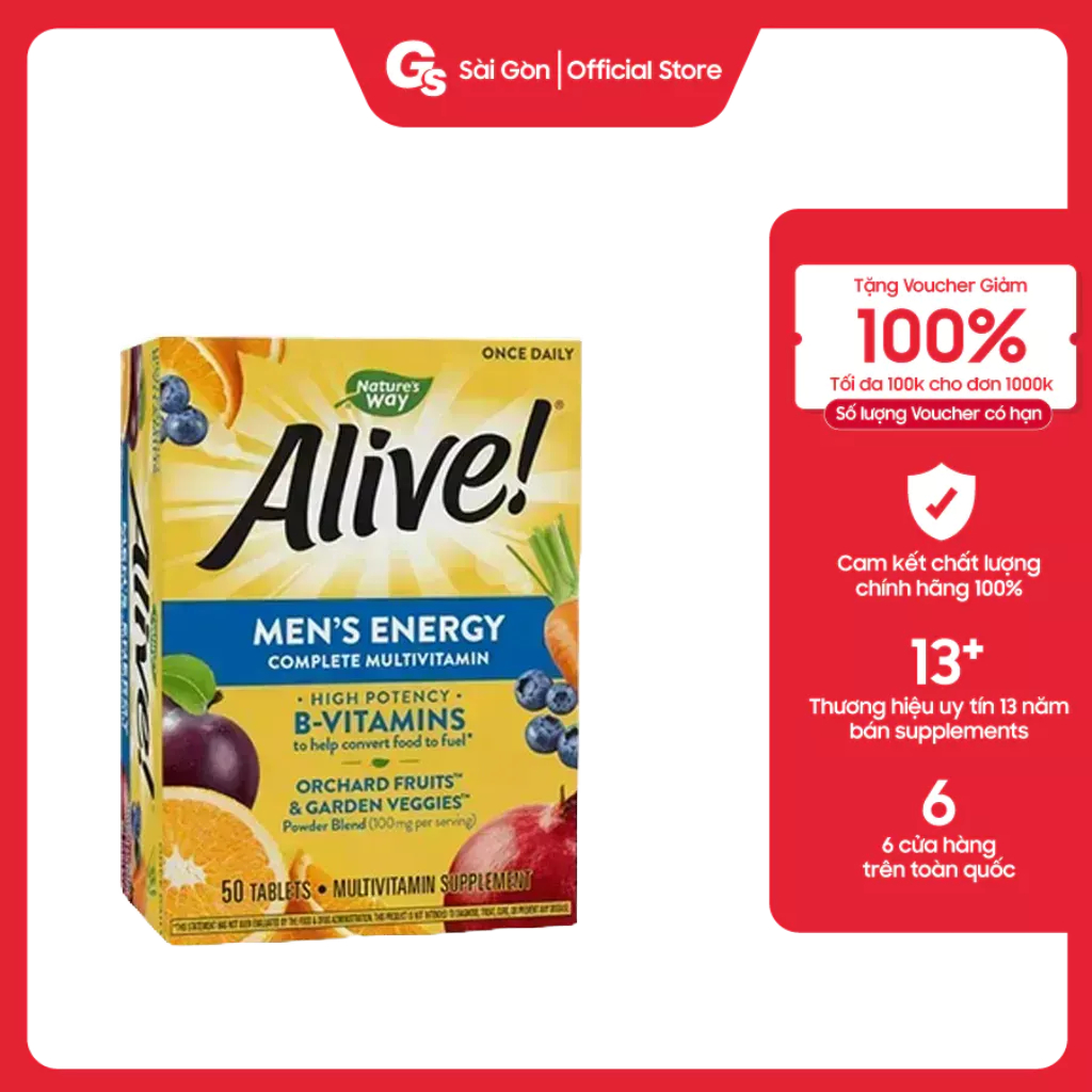 Viên uống vitamin tổng hợp Alive Men Energy (50 viên) nhập khẩu Mỹ - Gymstore (Date Mới)