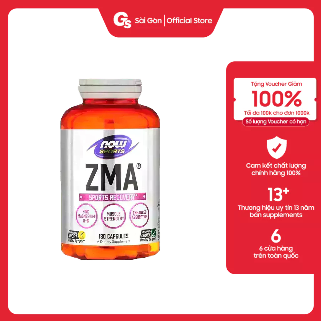 Viên uống Vitamin Now ZMA nhập khẩu Mỹ hỗ trợ sinh lý, phục hồi cơ bắp và cải thiện giấc ngủ