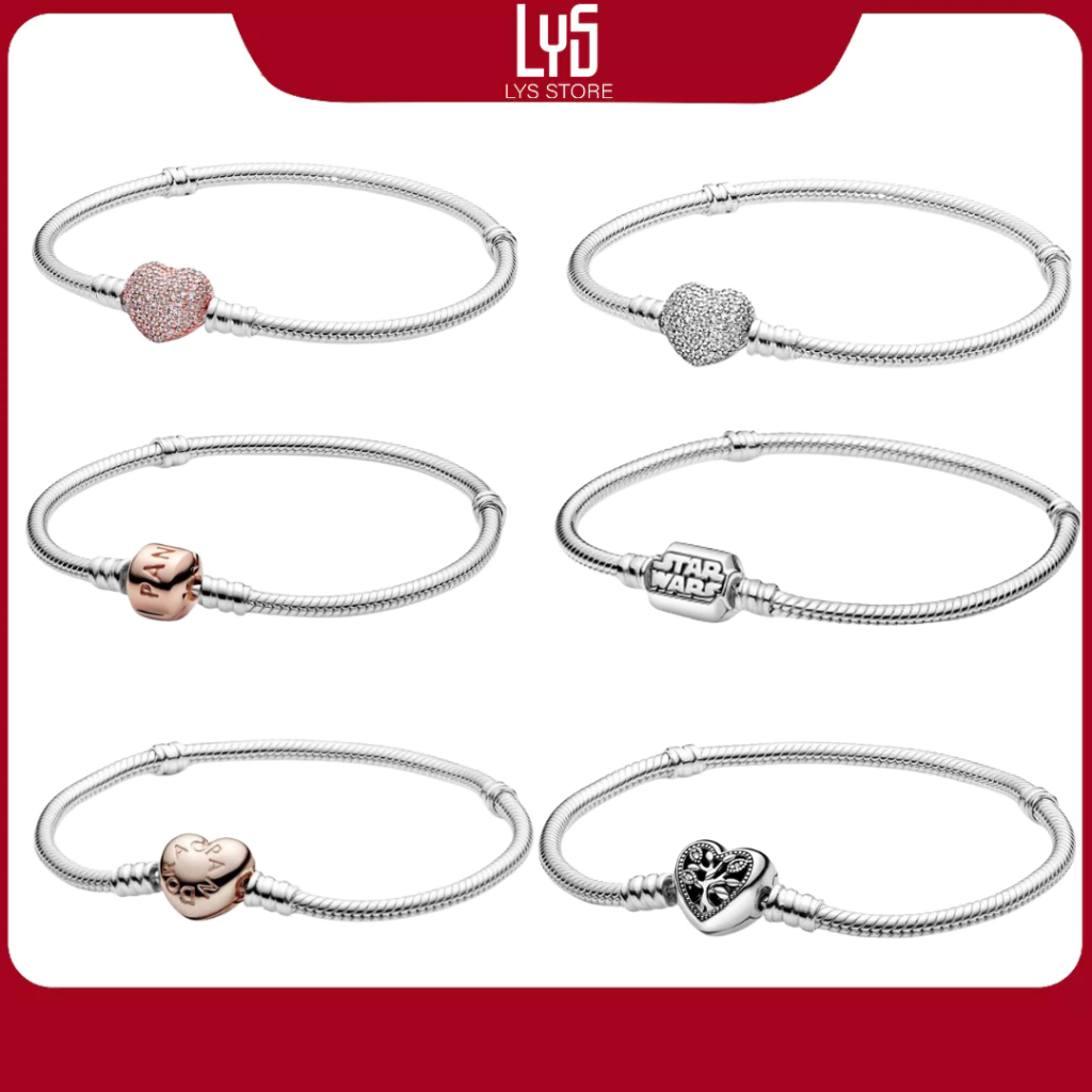 Vòng Tay bạc S925 Daisy Flower  Clasp Snake Chain Sparkling  Bracelet Fullbox hộp PAN