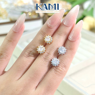 Bông tai hoa tia mặt trời mini gắn đá nhân tạo Kami trang sức cao cấp