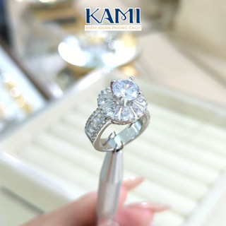 Nhẫn tròn baguet tia xi bạch kim siêu sáng Kami trang sức cao cấp NK260
