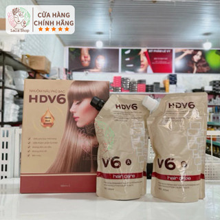  Cặp Nhuộm Nâu Phủ Bạc Tóc HDV6 Không Dính Da Đầu Lên Màu Sáng Lv5-6  500ml x2  