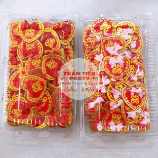Tim nơ dán áo dành cho khách dự đám cưới- hộp 100 cái