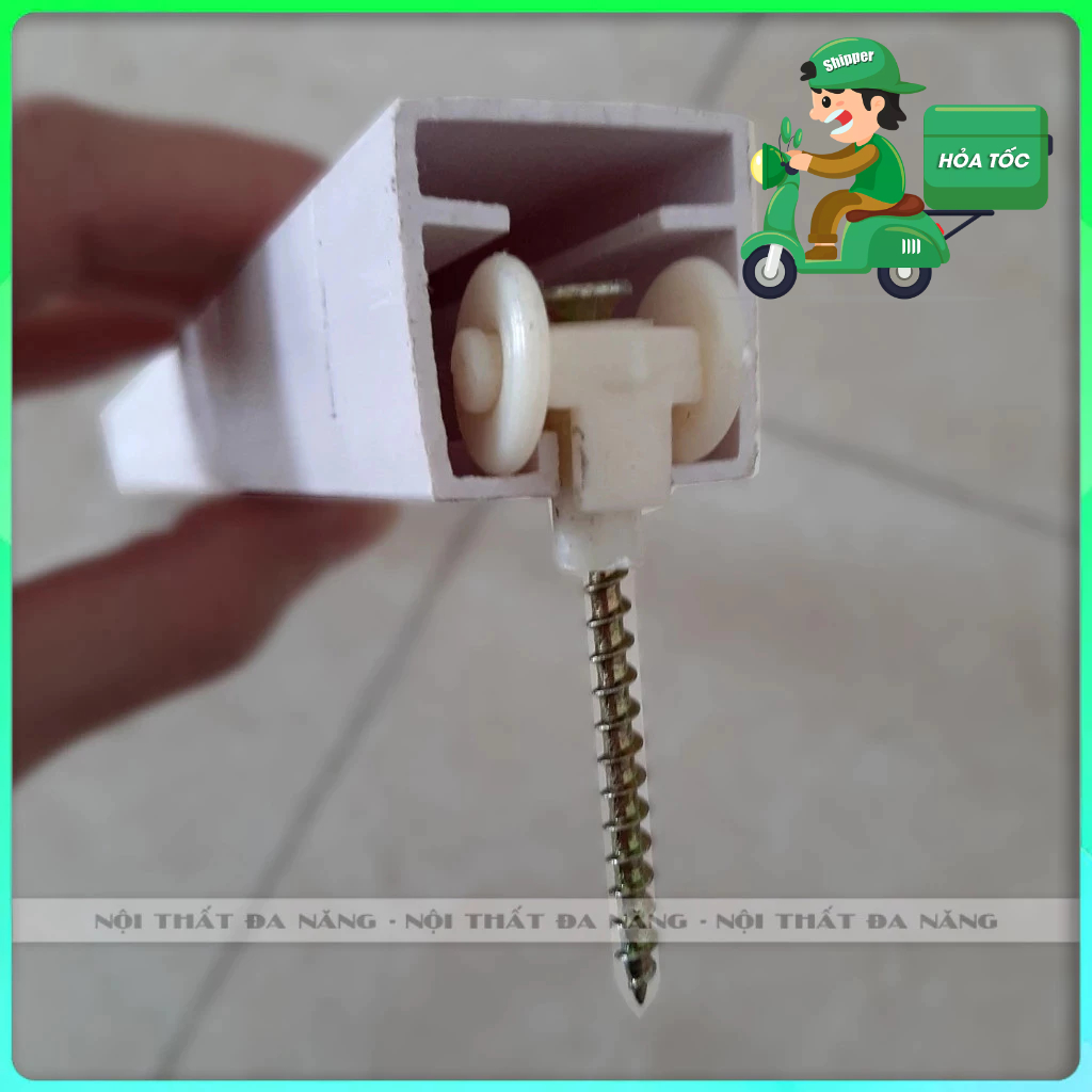 [Hỏa Tốc] Thanh ray cửa xếp nhựa 0.8m-1m - Bánh xe cửa xếp nhựa - Phụ kiện cửa nhựa xếp
