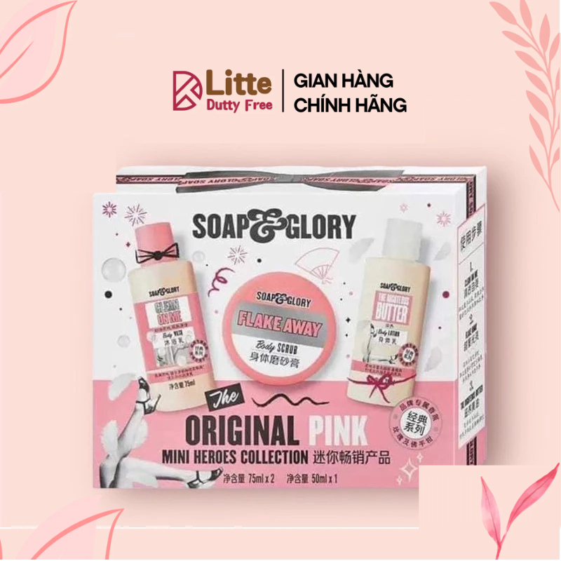 Set Sữa tắm và dưỡng da Soap &amp; Glory Original pink mini