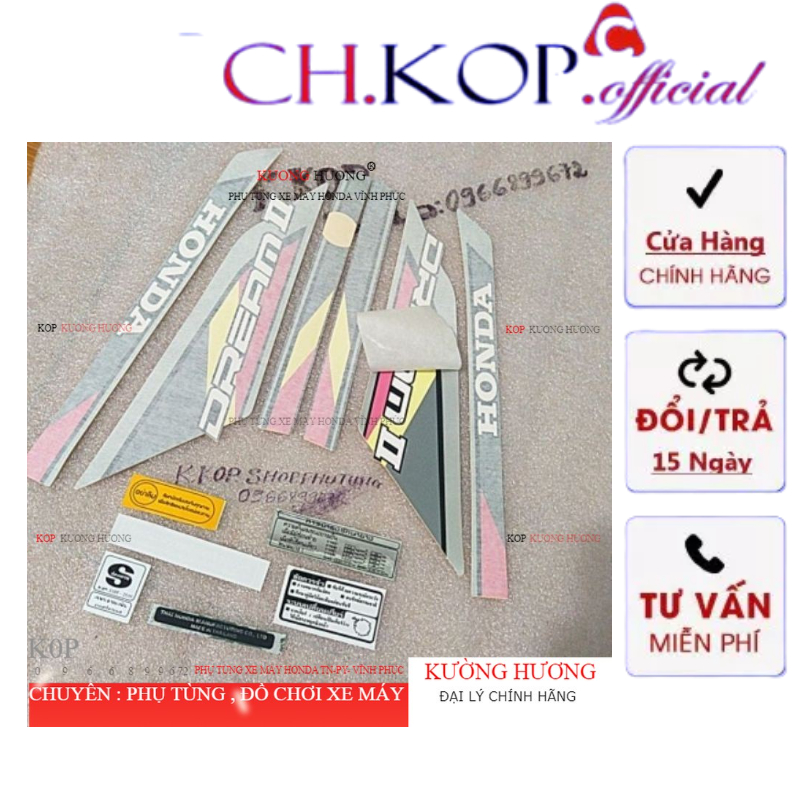 Tem xe DREAM kèm tem thông số ( tem thái hồng dream 2) (-10%)
