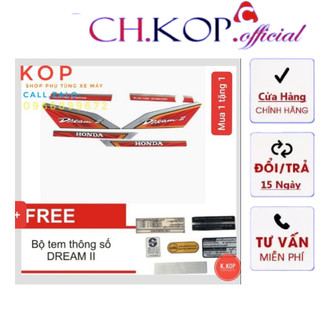 Tem thái lửa 3 lớp dán xe DREAM, Tặng tem thông số dream thái (-7%)