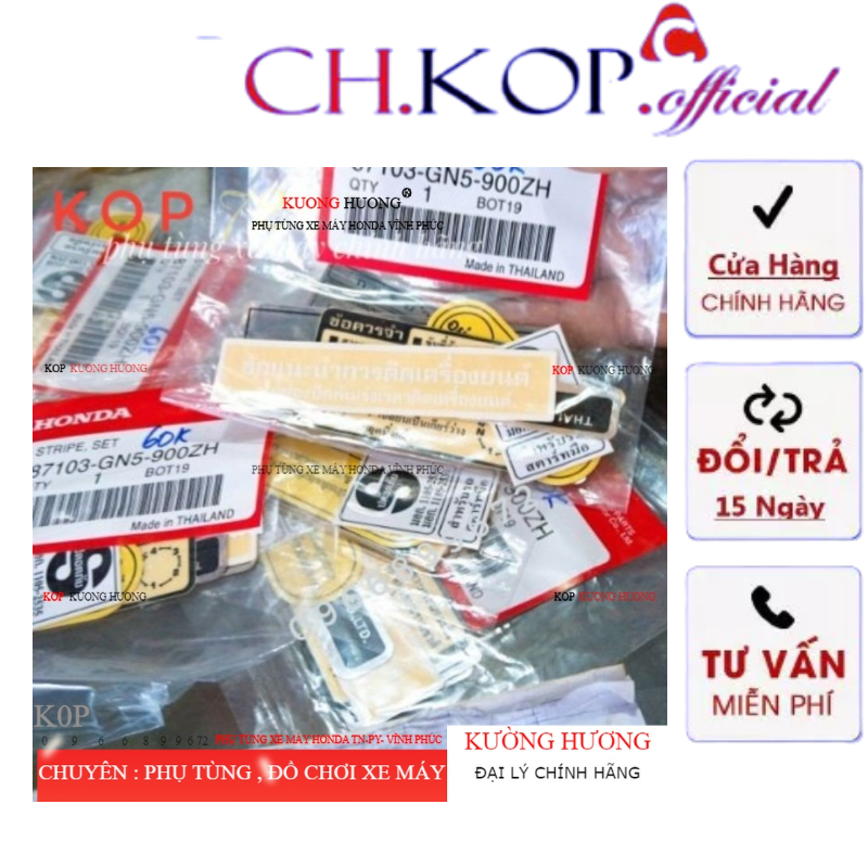 Tem DREAM thái zin ( trọn bộ tem thông số) 7 Mảnh Chính Hãng Honda Hdt