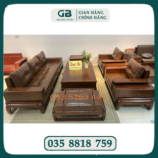 Hàng loại 1 - Sofa 2 văng kê đối gỗ sồi nga - dáng chân đùi gà - giá gốc tại xưởng