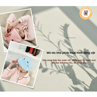 Mũ trùm đầu ủ tóc hình gấu siêu tiện ích, khăn làm khô tóc dạng mũ đa năng - Khăn Lau Khô Tóc 88462