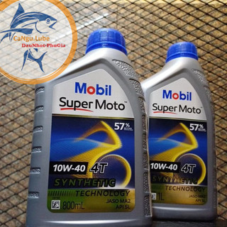 Nhớt Mobil Super moto 10W40 chai 1L/800ml, nhớt xe máy/xe côn tay thương hiệu của Mỹ nhập khẩu Sing