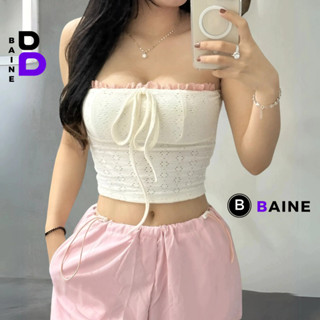Áo ỐNG HỌA TIẾT Viền Ren Phối Nơ Cúp Ngực Nữ, Áo Thun Croptop Ôm Body Kiểu Sexy 2hand Nhiều Màu BAINE