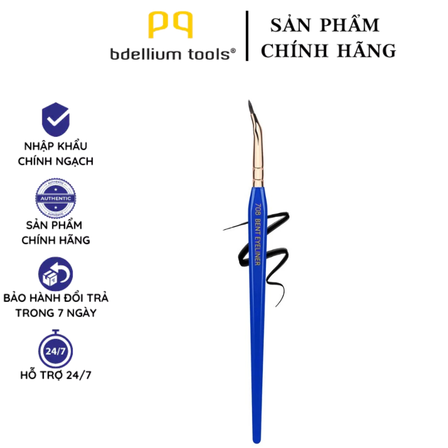 Cọ Kẻ Eyeliner Đầu Gấp Dễ Vẽ Bdellium Tools Golden Triangle Bent Eyeliner B708