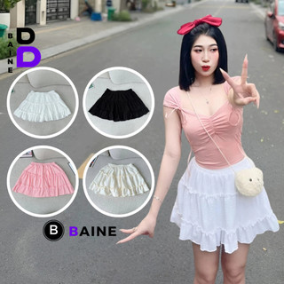  Chân Váy 2 TẦNG XÒE BÈO Nữ Chất Thun Xốp, Chân Váy Có Lót  Trong Lưng Cạp Cao Tôn Dáng BAINE