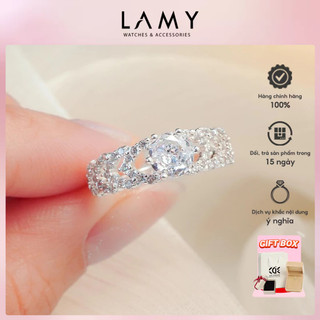 Nhẫn bạc cde stone-studded heart ring silver cde8210sv - nhẫn bạc ta cao cấp