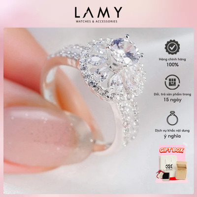 Nhẫn bạc nữ LAMY Round Diamond Silver Ring 8285 - Nhẫn bạc ta cao cấp