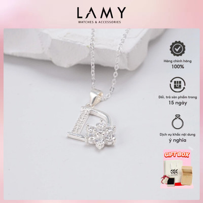 Dây chuyền bạc nữ LAMY D-Shaped With Flower Necklace Silver 6363 - Dây chuyền bạc ta