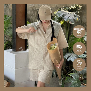 Set bộ quần áo nam chất đũi thô a116 - a117 rhodishop