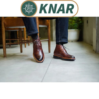 Giày cao cổ nam kiểu dáng chukka boot chất liệu da bê thương hiệu knar