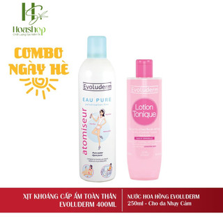 Combo Xit Khoáng Evoluderm Atomiseur Eau Pure 400ml Và Nước Hoa Hồng Cho Da Nhạy Cảm 250ml