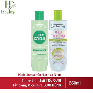 Bộ Nước Tẩy Trang Evoluderm 250ml Và Nước Hoa Hồng Evoluderm 250ml Cho Da Hỗn Hợp Và Dầu