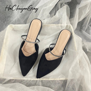 Dép Sục Nữ Mũi Nhọn Quai Ngang Đính Đá- kèm video