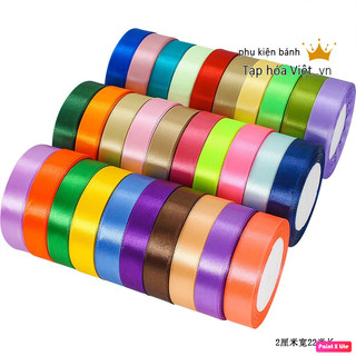 COMBO 10 Cuộn Ruy Băng Lụa màu trơn 2Cm/23M, ruy băng quấn bánh hoa