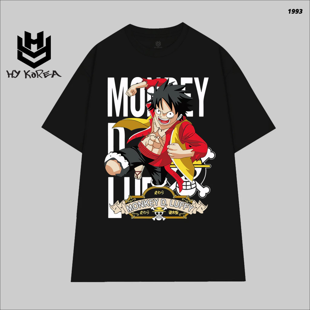 Áo Thun HY KOREA LUFFY Đầu Lâu 1993 Vải Cotton 100% Tay Lỡ Form Rộng Dành Cho Nam Nữ
