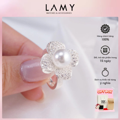 Nhẫn Bạc Nữ LAMY Flower Pearl Silver Ring 8220 - Nhẫn bạc ta cao cấp