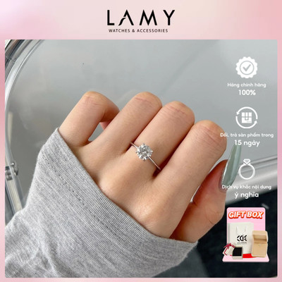 Nhẫn bạc nữ LAMY Elegant Classic Stone Silver Ring 8355 - Nhẫn bạc ta cao cấp