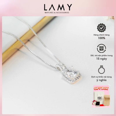 Dây chuyền bạc LAMY Glittering Square Pendant Silver Necklace 6254 - Dây chuyền nữ bạc S925