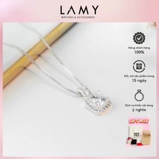 Dây chuyền bạc CDE Glittering Square Pendant Silver Necklace CDE6254 - Dây chuyền nữ bạc S925