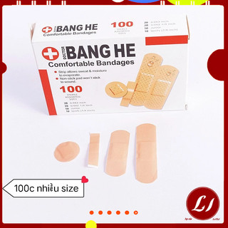 Hộp 100 miếng băng gạc y tế dán vết thương tiện lợi URGO AID (hộp trắng) nhiều size