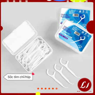 Combo 3 Hộp tăm chỉ nha khoa DENTAL FLOSSER (50 cái/ hộp) làm sạch kẽ răng tiện lợi