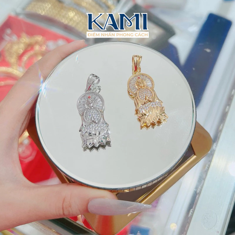 Mặt dây chuyền quan âm đá baguet siêu sáng Kami trang sức sỉ MQ33