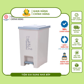 Thùng Rác Việt Nhật Cao Cấp Có Thùng, Bật Rác Vuông 15L Hokori 8062