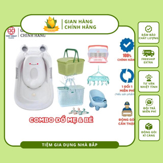 Combo Đồ Mẹ Và Bé 1: Chậu Tắm Ếch, Làn Đi Sinh, Bô Gấu Hokori Việt Nhật